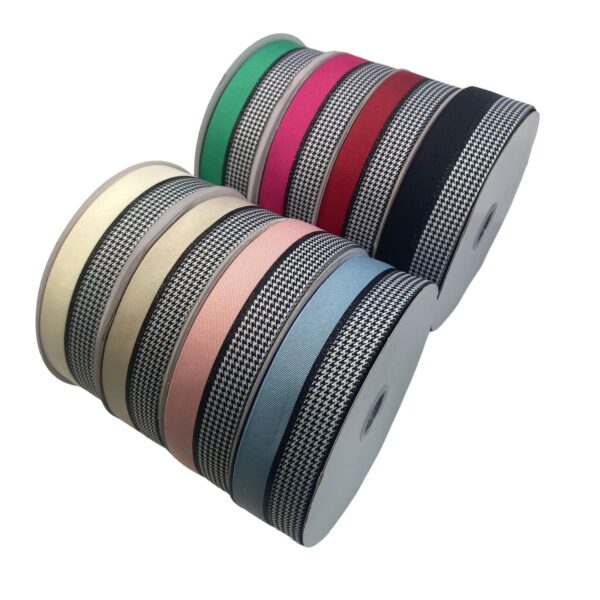 FITA XADREZ FRANCÊS PRETO C/BRANCO C/ LISO 38mm c/10 jardas